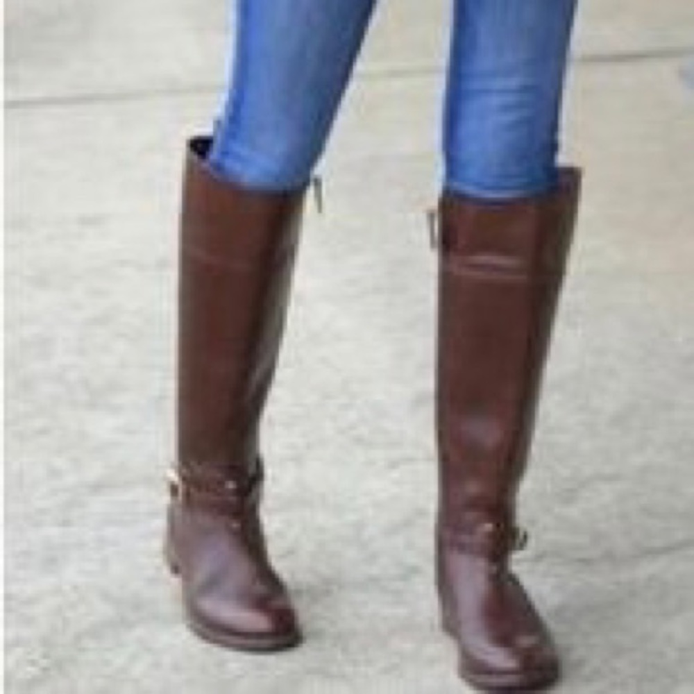 Brown knee boots lace back Size 7.5.